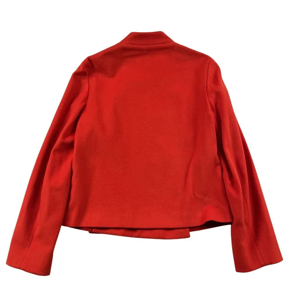 Tory Burch Coat Womens 12 Red w/ Gold Buttons 100% Wool‎ Double Breasted